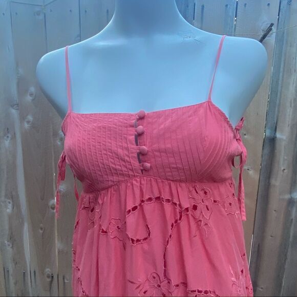 Ben Sherman eyelet coral mini dress size xs - Picture 2 of 13